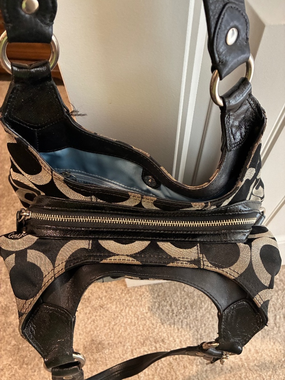 Coach Madison “op art” sateen Maggie shoulder bag